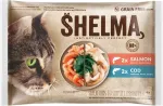 SHELMA - Cat - Salmon & Cod - in Sauce - 4x85g - l&otilde;hefileed, tursafileed spirulina kastmes (Parim enne 23.09.26)