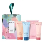 Payot &bdquo;Payot&ldquo; komplekt: meigieemaldusgeel, 50 ml + adaptogeenne niisutav n&auml;okreem, 30 ml + &bdquo;Rituel Douceur&ldquo; niisutav ihupiim, 25 ml + roosa nahka pinguldav silma&uuml;mbruse plaaster, 2 tk, 2 g