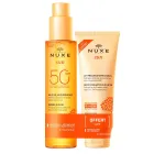 Nuxe Nuxe komplekt: vananemisvastane p&auml;ikesekaitse&otilde;li SPF 50 150 ml + v&auml;rskendav p&auml;ikesetootj&auml;rgne losjoon 100 ml