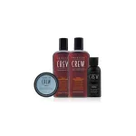 American Crew Essential Set American Crew: igap&auml;evane niisutav juuksepalsam, 100 ml + igap&auml;evane niisutav &scaron;ampoon, 100 ml + kiududega soengupomaad, tugev hoidvus, 50 ml