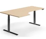 Elektriliselt reguleeritava k&otilde;rgusega nurgakirjutuslaud kumera lauaplaadiga, 200x120cm, Ameerika tamm, must