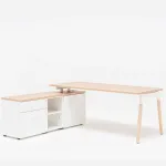Juhi t&ouml;&ouml;laud OGI W riiuliga, 160 x 160 cm, mdd; konfigureeritav