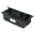 Sisseehitatav pistikupesaplokk Atom 26 | 2x SCHUKO, USB A+C, HDMI, must