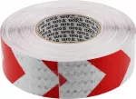 Valgust peegeldav punane/valge libisemiskindel PVC-teip treppidele ja k&auml;iguteedele | 49 mm x 45.7 m (YT-72510)