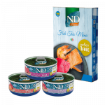 Farmina N&D Cat Natural Fish Trio Menu konservtoit kassidele, tuunikala, l&otilde;he ja krevettidega, 6x70 g
