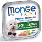 Monge Fresh Chicken & Vegetable m&auml;rgtoit koertele pasteet t&uuml;kkidena, 100 g
