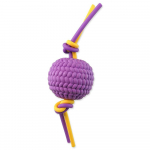 Dog Fantasy TPR Ball With Rope m&auml;nguasi koertele hammaste hooldamiseks, lilla, 22 cm, palli l&auml;bim&otilde;&otilde;t 6,5 cm