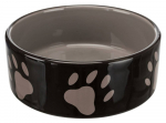Trixie Ceramic bowl, with paw prints keraamiline kauss koertele ja kassidele, 0.3 l/&oslash; 12 cm, pruun/kreemjas
