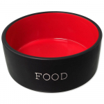 Dog Fantasy Black & Red Food Bowl M keraamiline kauss koertele kirjaga "FOOD", must, punane, 0,85 l