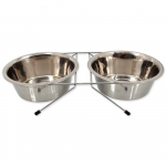 Dog Fantasy InnoX Set roostevabast terasest kausside komplekt alusega keskmistele ja suurtele koertele, 2x1,57 l, 21 cm