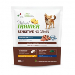 Natural Trainer Sensitive No Grain Adult Mini Trout teraviljavaba kuivtoit t&auml;iskasvanud v&auml;ikestele koertele forelliga, 0.8 kg