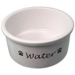 Dog Fantasy Ceramic Water Bowl keraamiline kauss koertele kirjaga "Water", valge, 15 cm, 0,6 l
