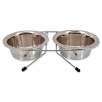 Dog Fantasy Stainless Steel Bowl Set alus roostevabast terasest kaussidega v&auml;ikestele koertele ja kassidele, 2 x 0,38 l, 13 cm