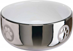 Trixie Cat Bowl Ceramic 0.3 L/&Oslash; 11 Cm, Silver/White, keraamiline kauss kassidele ja v&auml;ikestele koertele, h&otilde;bedane/valge