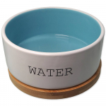 Dog Fantasy Water Bowl With Bamboo Stand M keraamiline veekauss koertele bambusrestiga, valge/sinine, 0,85 l