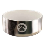 Trixie Ceramic Bowl With Motif keraamiline kauss koertele ja kassidele, 0.3 l/&oslash; 12 cm, h&otilde;bedane/valge