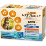IAMS Naturally Adult Sea Collection m&auml;rgtoit t&auml;iskasvanud kassidele erinevate kaladega kastmes, 12 x 85 g