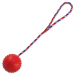 Dog Fantasy LG. Rubber Spikey Ball With Rope kummist pall k&ouml;iega koertele, ogadega hammaste puhastamiseks