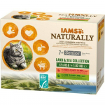 IAMS Naturally Senior Land/Sea Collection m&auml;rgtoit seeniorkassidele kastmes koos l&otilde;he, lambaliha, tuunikala ja kanaga, 12 x 85 g