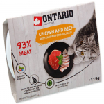 Ontario Cat Tray Kana ja Veiseliha m&auml;rgtoit t&auml;iskasvanud kassidele kanaliha ja veiselihaga, 115 g
