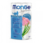 Monge Supreme Pouches Tuunikalaid & Rohelised Oad Sterilised kassidele, 80 g
