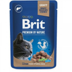 Brit Premium Cat Pouch Liver for Sterilised konservid kassidele maksaga kastmes, steriliseeritud kassidele, 100 g