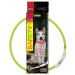 Dog Fantasy LED Collar Nailon Nailonist LED-koerarihm, roheline, reguleeritav USB-laadimisega, 65 cm