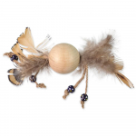 Magic Cat Wooden Toy ball with Feather Mix puitpall sulgedega kassile, 16 cm