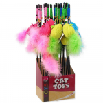 Magic Cat m&auml;nguasjakarp pl&uuml;&uuml;s hiir sulgedega ja PVC-vardaga, 9 cm + 45 cm, 24 tk.
