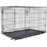 Dog Fantasy Wire Dog Crate Double Door, kokkupandav koerte puur kahe uksega ja elektrotsingitud viimistlusega, 106 x 69 x 77 cm