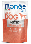 Monge Grill Pouch Salmon kompleksne m&auml;rgtoit t&auml;iskasvanud koertele l&otilde;het&uuml;kkidega, 100 g