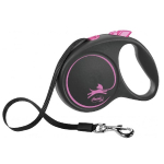 Trixie Flexi BLACK DESIGN lintrihm, v&auml;ljat&otilde;mmatav koerarihm, S 5 m, roosa