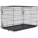 Dog Fantasy Wire Dog Crate Double Door elektrostaatilise kattega kokkupandav koeraboks, 121x74x82 cm