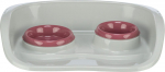Trixie Dinner Set kahe kausiga s&ouml;&ouml;gijaam roostevabast terasest kaussidega, 0.25 l (&Oslash; 9 cm) ja 0.3 l (&Oslash; 11 cm), plastikust alus, 46x11x30 cm