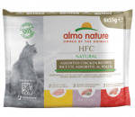 Almo Nature HFC Natural Multipack Kana Assortii m&auml;rgtoit t&auml;iskasvanud kassidele kanaga, makrellide ja krevettidega, 6x55g