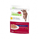 Natural Trainer Cat Chicken t&auml;isv&auml;&auml;rtuslik toit t&auml;iskasvanud kassidele, konservid t&uuml;kkidena želees kanaliha ja j&otilde;hvika lehe ekstraktiga, 85 g