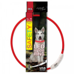 Dog Fantasy LED Collar Nailon Punane LED Nailon Koerarihm, punane, 65 cm