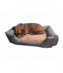 EU Dog Beds koeravoodi l&uuml;hikesest pl&uuml;&uuml;sist ja seemisnahast, libisemiskindla p&otilde;hjaga, XL, 62x48x18 cm