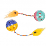 Trixie Set Of Ratting Balls With Tails m&auml;nguasi kassidele sulgedest sabade ja heliga, 4 cm, 2 tk.