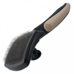 Dog Fantasy Brush Dog Fantasy Slicker Self Cleaning M/L koeraharja metallist harjaste ja isepuhastuva funktsiooniga