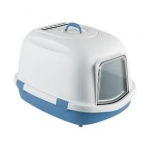 Stefanplast Super Queen kassiliivakast kaanega ja filtriga, sinine/valge, 71x55x46,5 cm