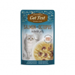 CatFest Salmon With Octopus in Jelly t&auml;isv&auml;&auml;rtuslik toit t&auml;iskasvanud kassidele metsiku l&otilde;he ja kaheksajalgadega, 70 g
