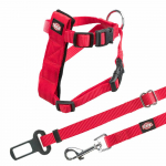 Trixie Car Harness For Cats auto koerarihm koos rihmaga, reguleeritav, punane, 20&ndash;50 cm/15 mm