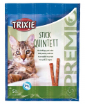 Trixie Premio Quadro Sticks Anti Hairball maiustused kassidele kanaliha ja maksaga, 5x5 g