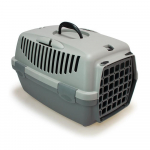 Stefanplast Gulliver 1 transpordikast lemmikloomadele plastikust ustega, hall-roheline, 48x32x31 cm