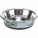 Trixie metallkauss libisemiskindla kummist alusega, sinine/hall, 1.6 l, 21 cm