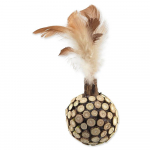 Magic Cat Toy Natural Fun Ball naturaalsete sulgedega ja liimitud puiduga m&auml;nguasi kassidele aktiniidiaga, 13 cm