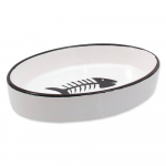 Magic Cat Ceramic cat bowl ovaalne keraamiline kauss kassile kalajoonistusega, valge, 16x11x3 cm