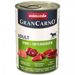 Animonda Gran Carno Adult Beef and Duck Heart m&auml;rgtoit t&auml;iskasvanud koertele veiseliha ja pardis&uuml;dametega, 400 g