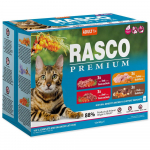 Rasco Premium Cat Pouch Adult, Beef, Veal, Turkey and Duck in Gravy teraviljavaba m&auml;rgtoit t&auml;iskasvanud kassidele, multipakend, 12 x 85 g